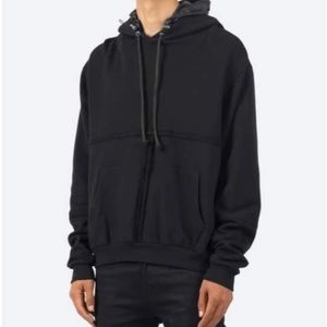 Mnml black double hood hoodie